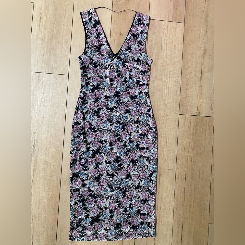 AFRM Mesh Bodycon Dress Size Small | V-Neck Sleeveless Midi, Small